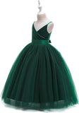 Vestido de tul con tirantes finos para niñas de flores, largo, corte A, para bodas, desfiles, princesas, fiestas de cumpleaños, bailes 