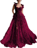Women's 3D Butterfly Prom Dresses Tulle Ball Gown Fairy Corset Long Slit Lace Applique Formal Evening Dress party dresses