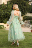 Hot Sale Fairy Green Floral Embroidery Prom Dress with Back Lacing-Elegant Sweetheart Evening Gown for Women Party & Weddings