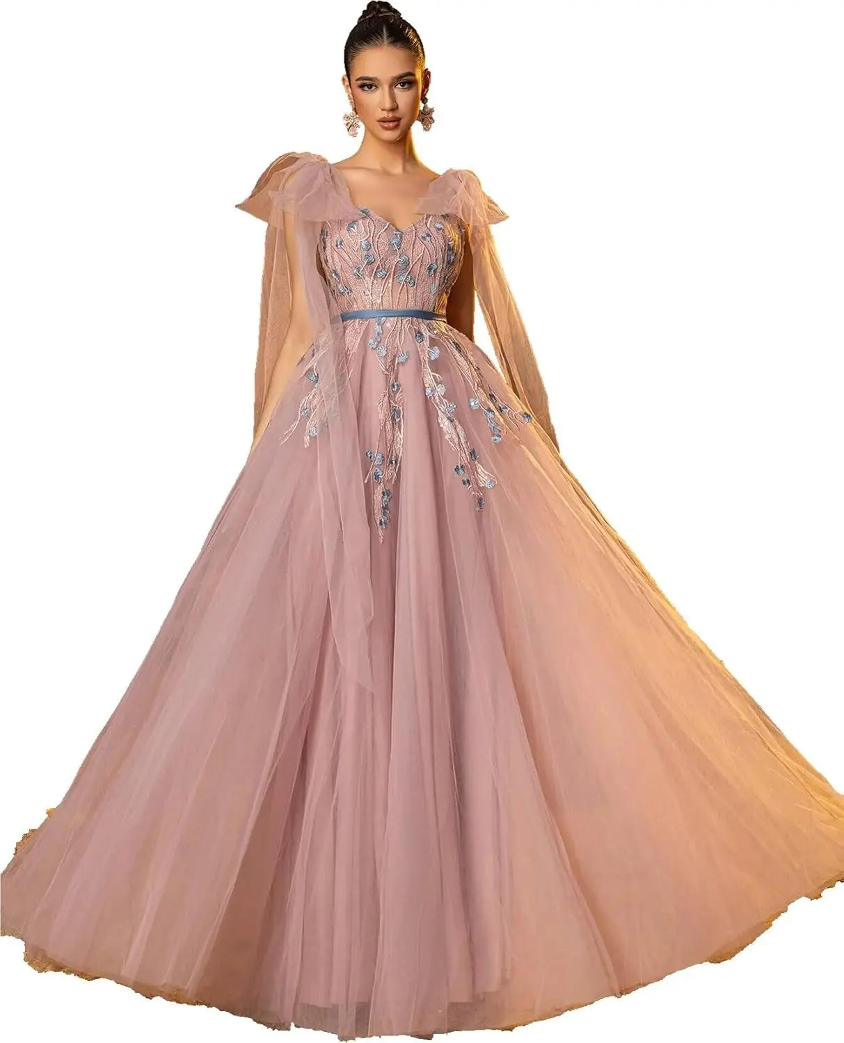 Vestidos de fiesta de tul con apliques de encaje para mujer, tirantes finos ajustables, vestidos de gala largos de corte A, vestidos de noche, vestidos de fiesta 