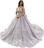 3D Floral Quinceanera Dresses Lace Beaded Party Gowns Off Shoudler Tulle Ball Gown for Sweet 15 16 Dresses