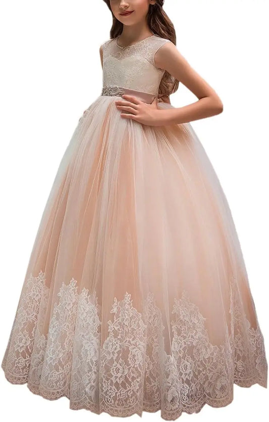 Vestido de niña de las flores para boda, vestido de encaje para desfile de niños, vestido de princesa, vestido de baile, vestidos de niñas para fiesta y boda 