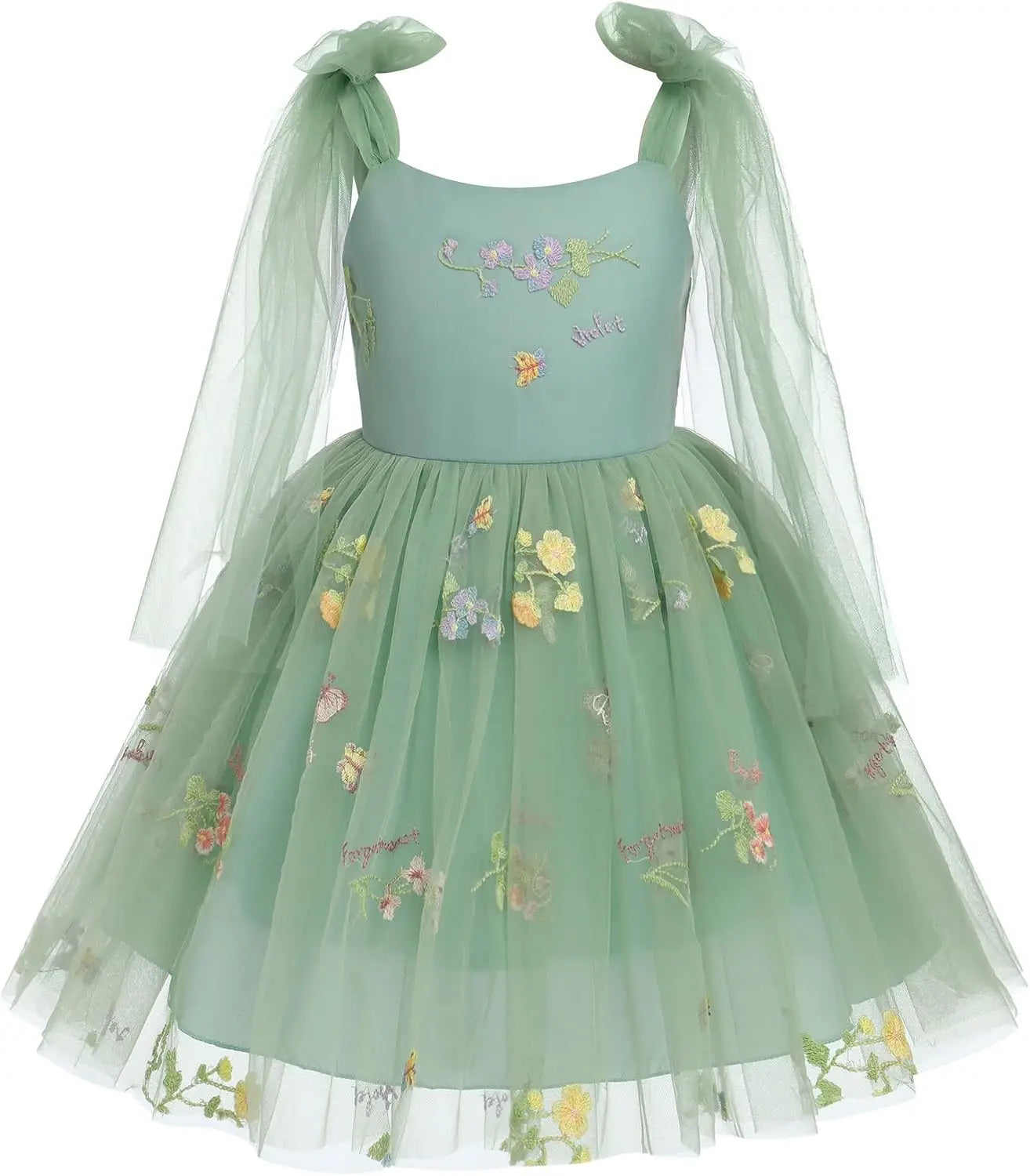 Blumenmädchenkleid, ärmellos, Spaghettiträger, floral bestickt, Prinzessinnenkleid, Kleinkind, Geburtstagsparty, Fee, Tüllkleid 