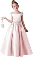 Festzugskleider für Mädchen, Satin, Blumenmädchenkleid, Flügelärmel, Ballkleid mit Pailletten, Prinzessinnenkleid für Geburtstagsparty, Festzugskleid für Mädchen 
