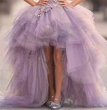 Blumenmädchenkleid für Mädchen, hoch und niedrig, Festzugskleider, gestufte Tüllapplikationen, Prinzessin, formelle Party, Ballkleid, Festzug für Mädchen 