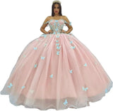 3D Butterfly Quinceanera Dress with Bow Train Spaghetti Strap Sweet 15 16 Ball Gowns Sparkly Vestido De 15 Años