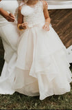Blumenmädchenkleid Elfenbein Perlen Spitze Satin Tüll Organza Prinzessin Bodenlang Mädchen Ballkleid Kleid Prinzessinnenkleid 
