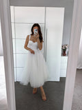 Tulle Tea-Length Prom Dresses High Quality Sweetheart Spaghetti Straps Party & Vacation Wear Elegant Plain A-line Evening Gowns