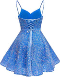 Spaghetti Straps Sequin Homecoming Dress Short Prom Gown with Pockets Evening Party Gowns cocktail dress  party mini dresses