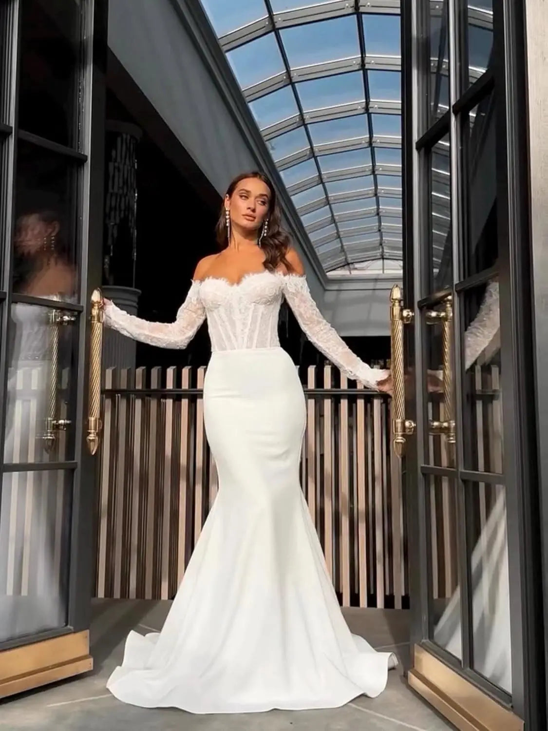 Vestidos de novia hechos a medida para novia, largos, bohemios, con encaje floral, apliques de tul, corsé, playa, línea A, vestidos de novia, vestidos de novia, mangas de encaje 