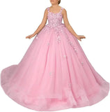 Blumenmädchenkleider für Hochzeit Spitze Prinzessin Erstkommunion Abendkleider Tüll Festzug Ballkleider Prinzessinnenkleid 