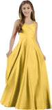 Mädchen Träger Junior Brautjungfer Kleid für Hochzeit Satin Festzug Blumenmädchen Kleider Festzug für Teenager Prinzessin Kleid 