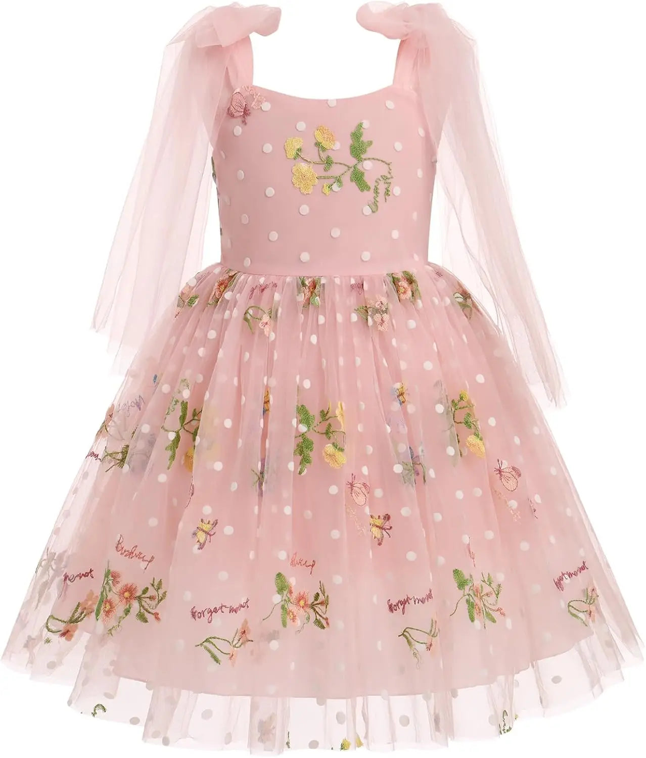 Blumenmädchenkleid, ärmellos, Spaghettiträger, floral bestickt, Prinzessinnenkleid, Kleinkind, Geburtstagsparty, Fee, Tüllkleid 