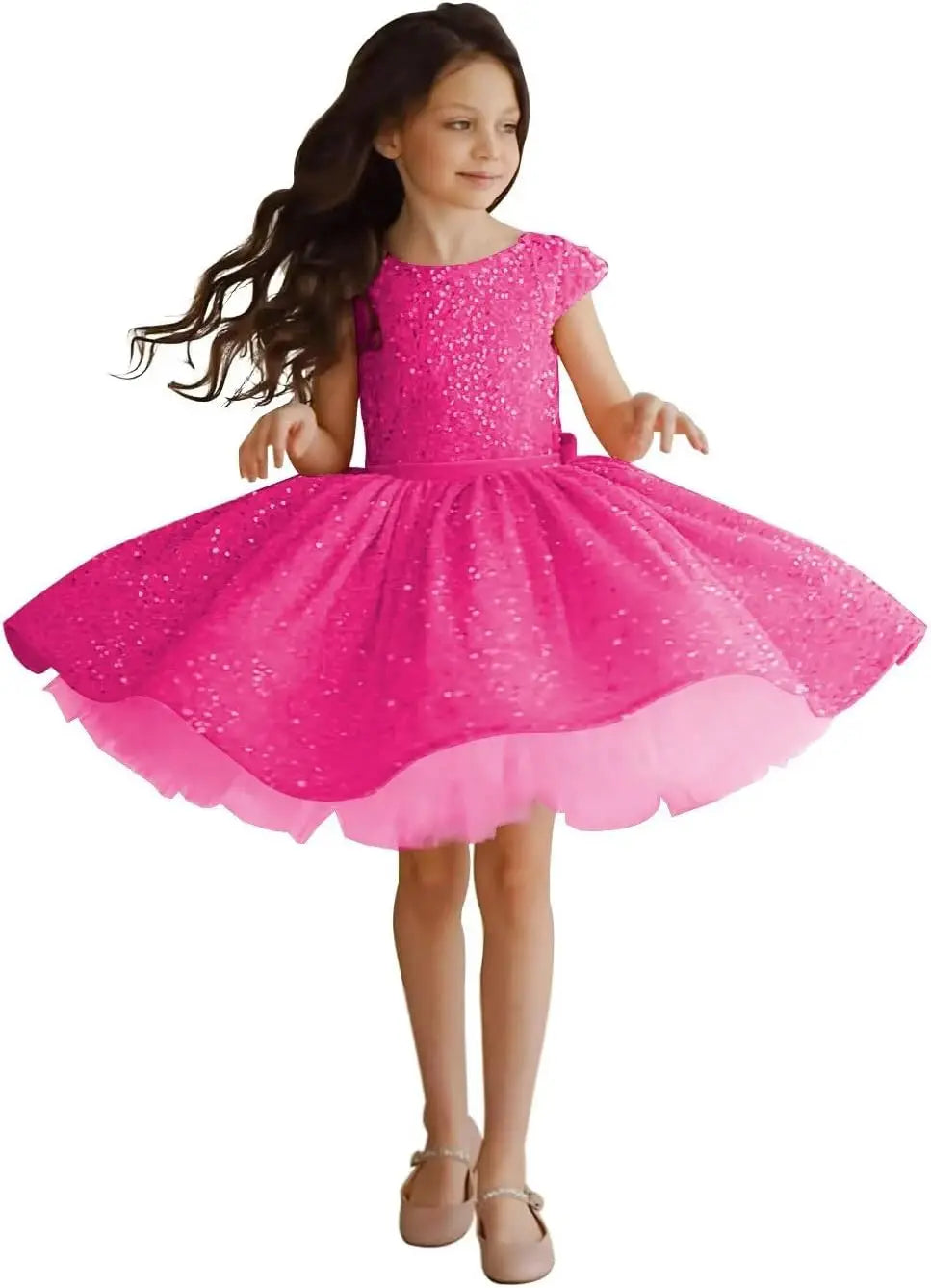 Tutu Festzugskleider Pailletten Blumenmädchenkleid Kurzes Prinzessinnenkleid Ballkleid Blumenmädchenkleider für Hochzeiten 