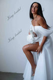 Vestido de novia de organza con falda con abertura, vestidos de novia bohemios con corsé bordado, vestido de novia de corte A, vestido de novia personalizado de Brie 