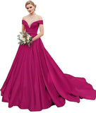 Damen Schulterfrei Satin Brautkleider Ballkleid Langes Ballkleid Abendkleid Ballkleid Brautkleider Sexy Brautkleid 