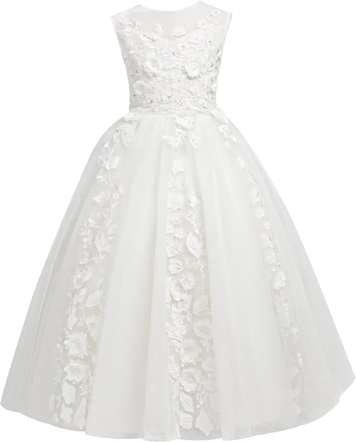Vestidos de tul para niña de las flores para boda, vestido de primera comunión, vestido de dama de honor de encaje para niña, vestido de fiesta de desfile 