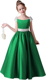 Festzugskleider für Mädchen, Satin, Blumenmädchenkleid, Flügelärmel, Ballkleid mit Pailletten, Prinzessinnenkleid für Geburtstagsparty, Festzugskleid für Mädchen 