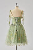 Flower Embroidery Tulle Short Homecoming Dresses for Teens Mini Spaghetti Straps Formal Prom Evening Party Gown cocktail dress
