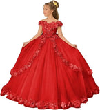 Vestido de tul para niña de las flores, para boda, con hombros descubiertos, para desfile, con flores 3D, estilo princesa, para fiesta 