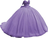 Off Shoulder Beaded Quinceanera Dresses Glitter Tulle Prom Dress Butterfly Appliques Sweet 16 Dresses with Bow