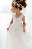 Boho Weißes Blumenmädchen Kleid, Rustikales Tüll Hochzeitskleid, Willst du mein Blumenmädchen Vorschlag sein, Boho Kleider Prinzessinnenkleid 