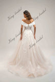 Blumenspitze Kleid Glitter Chantilly Tüll Brautkleider Off-Shoulder Korsett einfache Brautkleid benutzerdefinierte Brautkleid 