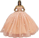 3D Butterfly Quinceanera Dress with Bow Train Spaghetti Strap Sweet 15 16 Ball Gowns Sparkly Vestido De 15 Años