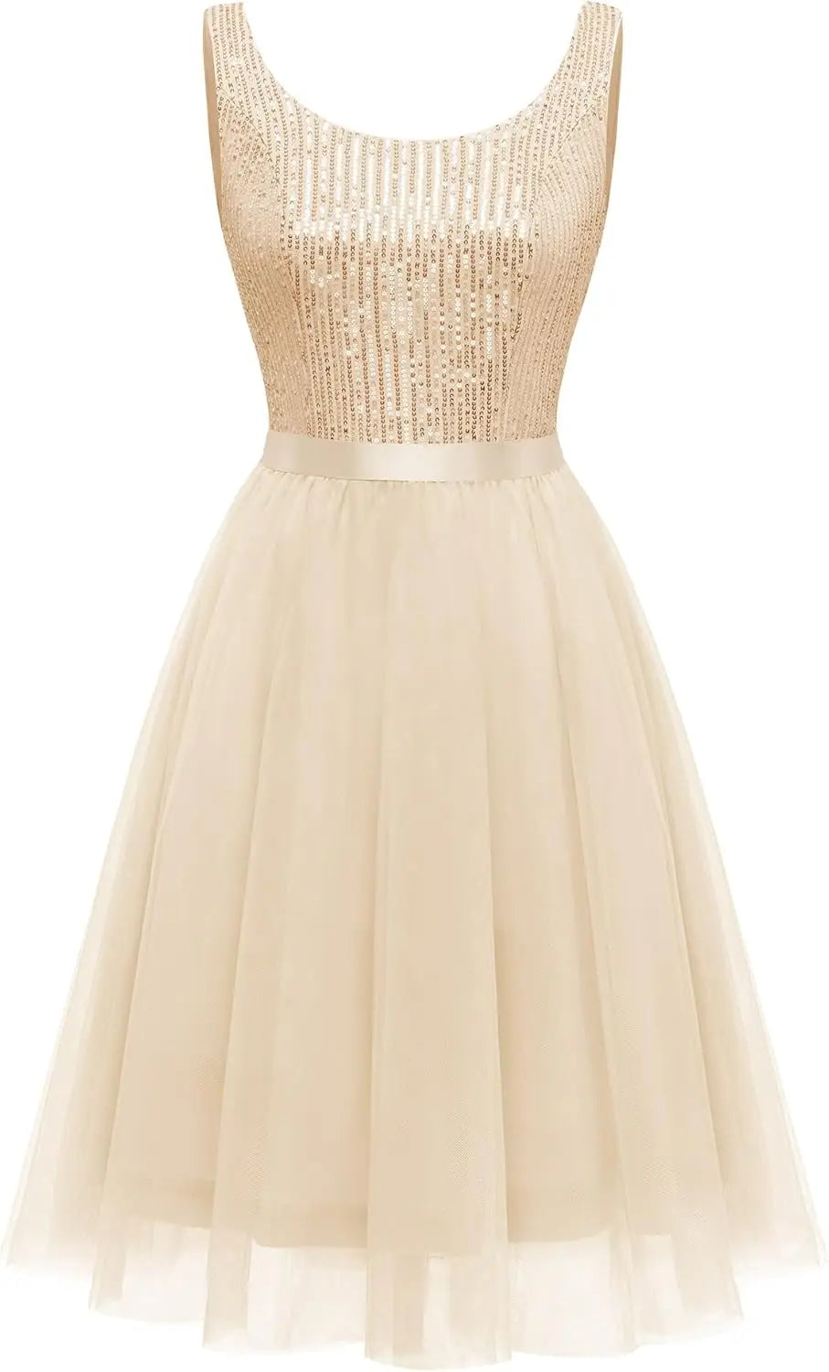Sequin Dress for Woman Vintage A Line Wedding Formal Swing Mesh Prom Dress Sleeveless Cocktail Maxi Gowns