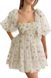 Vestidos de fiesta cortos de tul con estrellas brillantes, hechos a medida, para adolescentes, minivestido de fiesta con estrellas brillantes y mangas abullonadas, vestido formal para club. 