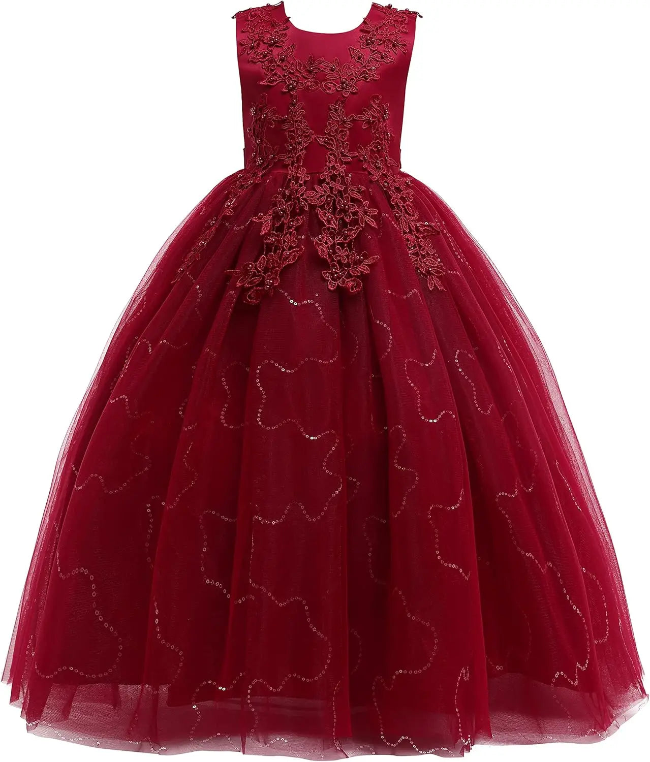 Little/Big Girls Lace Bridesmaid Dress Flower Kid Wedding Ball Gown Toddler Princess Pageant Evening Dresses princess dress