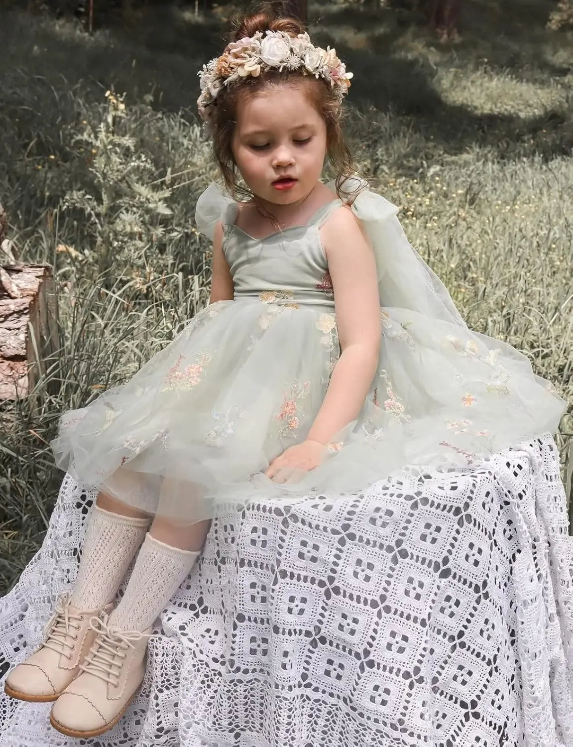 Vestidos de niña de las flores para boda, cortos, con encaje floral bordado, tul, vestido de princesa para desfile infantil, vestidos para niñas. 