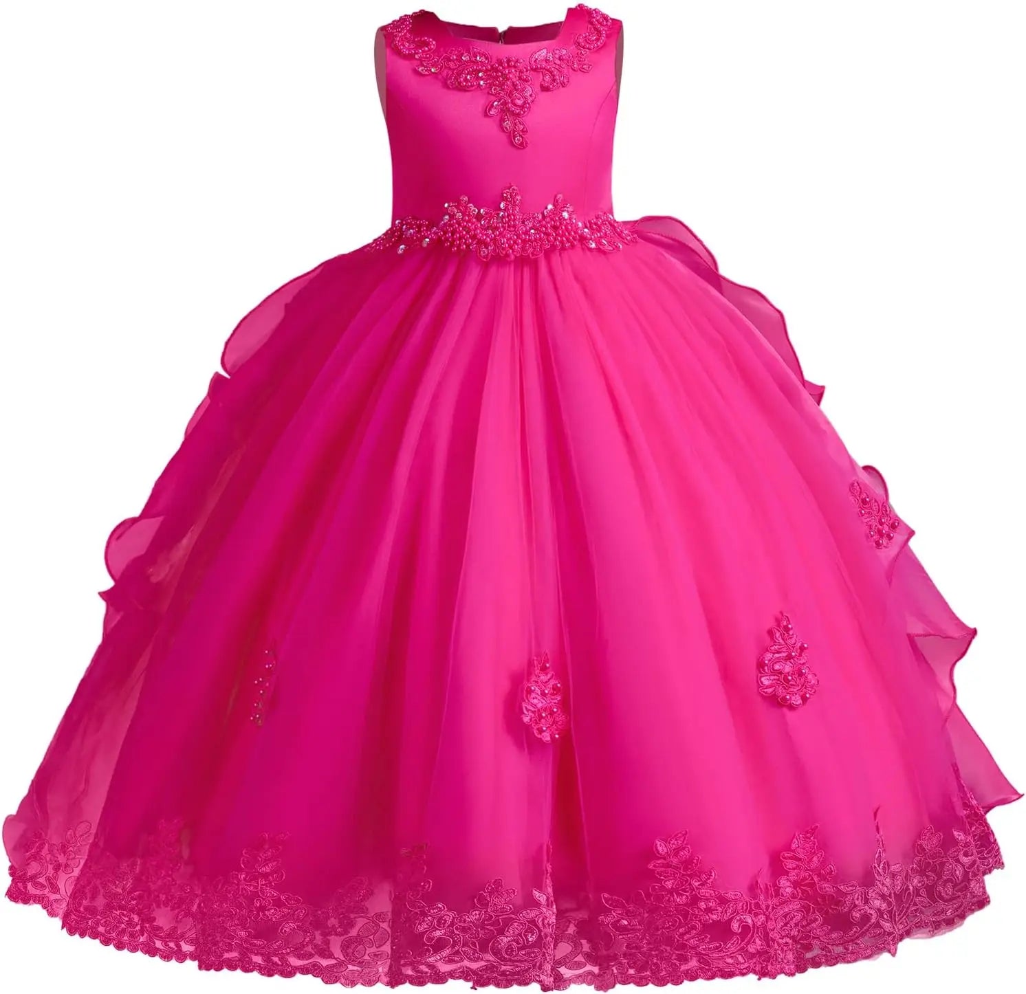 Blumenmädchenkleid Prinzessin Puffy Tüllkleider Brautjungfer Hochzeit Kommunion Geburtstagsfeier Festzug Maxi Ballkleid für Kinder