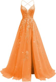 Tüll-Spitzen-Applikationen, Ballkleid, langes Ballkleid für Damen, Spaghettiträger, Korsett, rückenfreies Abendkleid 