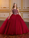 Prom Birthday Party Banquet Princess Gowns Flower Girls Dresses Burgundy Tulle Jewel Flory Appliques Sleeveless For Wedding