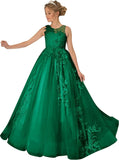 Princess Dress Tulle Lace Flower Girl Dress for Wedding Applique Princess Pageant Dress Long Party Ball Gown with Cape Sleeves