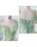 New Spaghetti Strap Evening Dresses Sweet Embroidery Flower Tulle Party Dress Elegant Long A-line Prom Dresses Customized
