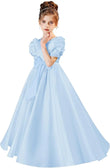 Satin First Communion Dress Flower Girl Dresses for Wedding Pearls Princess Pageant Dress with Bow-Knot