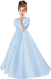 Satin First Communion Dress Flower Girl Dresses for Wedding Pearls Princess Pageant Dress with Bow-Knot