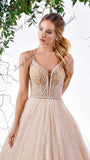 Kristalle besticktes Hochzeitskleid A-Linie Spitze rückenfreies nacktes Brautkleid Individuelle Hochzeitskleider schlichtes Hochzeitskleid 
