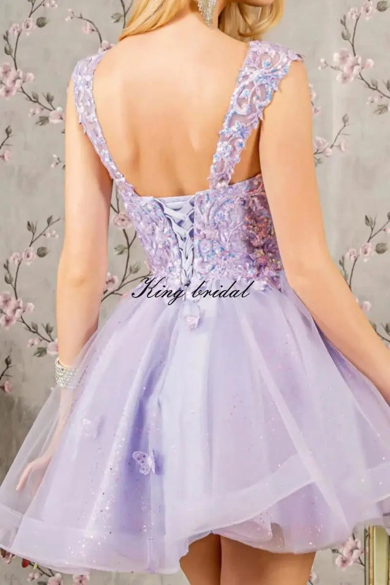 Glitter Tulle Appliques Homecoming Dresses for Teens Beaded Off Shoulder Short Prom Dresses Lace Cocktail Mini Dress Club Gowns