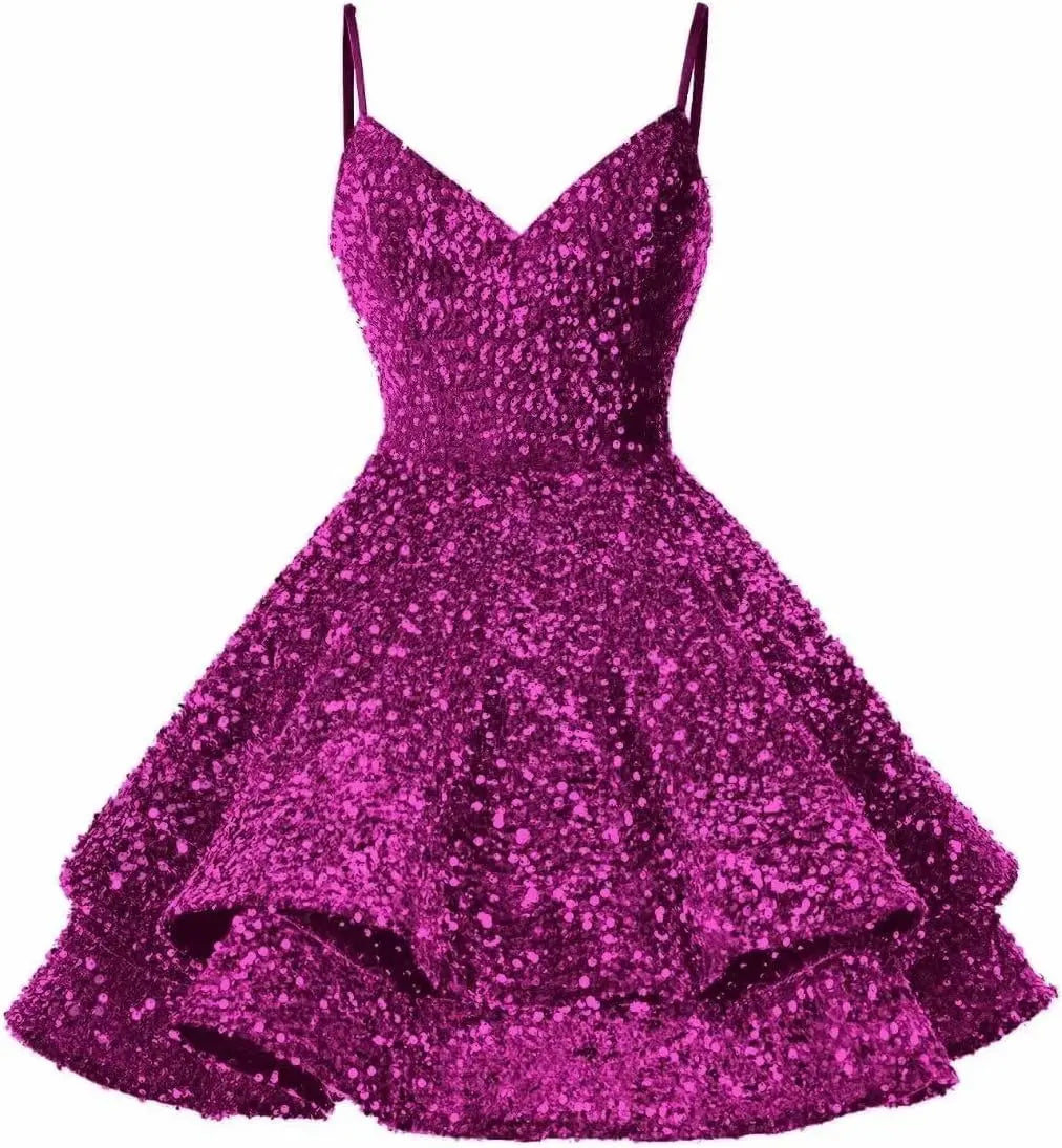 Homecoming-Kleider 2025 Spaghettiträger Kurzes Ballkleid Funkelnde A-Linie Cocktailkleider Party Kurzes Ballkleid Ballkleid 