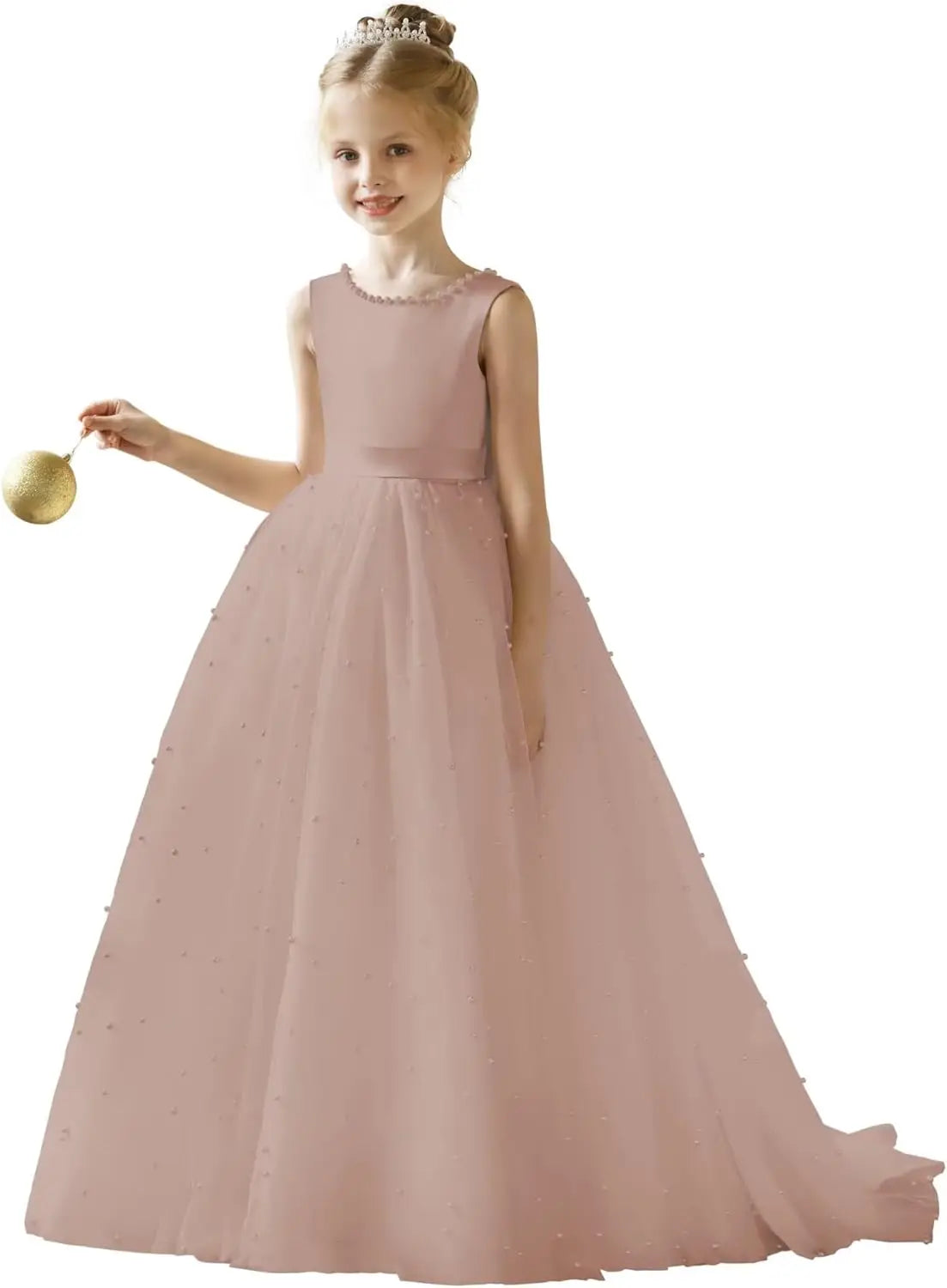 Flower Girl Tulle Tutu Dress for Kids Wedding Girl First Communion Pageant Dresses Princess Prom Ball Gowns with Bow