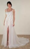 Brautkleider für die Braut Langes Spitzenapplikations-Tüll-Brautkleid Boho-Strandhochzeitskleid weißes Kleid Maßgeschneiderte Brautkleider 