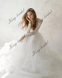 Off white tulle wedding dress lace wedding gown bohemian bridal separates Two piece  simple wedding dresses