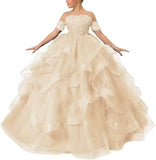 Vestidos de desfile de princesas para niñas de flores 2026 con encaje bordado, tallas grandes, tul en capas, vestidos de primera comunión para niñas. 