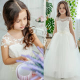 Apliques color marfil con vuelo y cinturón de lazo, sin mangas, para bodas, fiestas de cumpleaños, banquetes, vestidos de primera comunión y vestidos de niña de las flores. 