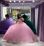 3D Butterfly Quinceanera Dresses Ball Gown Off Shoulder Sweet 15 16 Dresses Sparkly Tulle Beaded Party Gown party dress