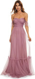 Women's Formal Dress Sweetheart Off-Shoulder Ruched Tulle Maxi Bridesmaid Dresses elegant dress women for wedding party