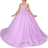 Blumenmädchenkleider für Hochzeit Spitze Prinzessin Erstkommunion Abendkleider Tüll Festzug Ballkleider Prinzessinnenkleid 